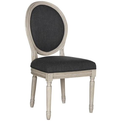 Rustic Grey 19"H Oval Side Chair in Charcoal Linen (Set of 2) - The Mayfair Hall