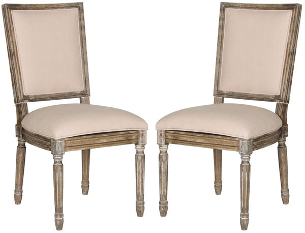 Buchanan Beige Linen Rustic Oak Brasserie Side Chair (Set of 2) - The Mayfair Hall