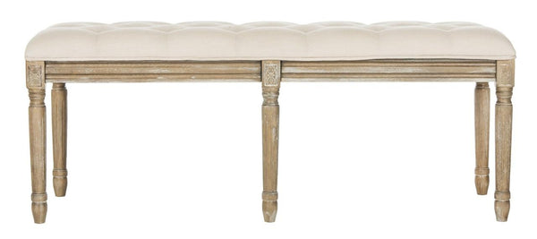 Beige Rustic Wood Bench 19"H - The Mayfair Hall
