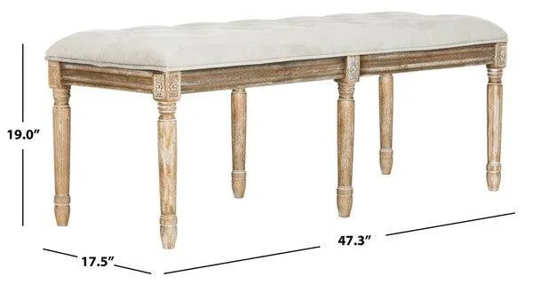 Rocha Grey Velvet Tufted French Brasserie Wood Bench - The Mayfair Hall