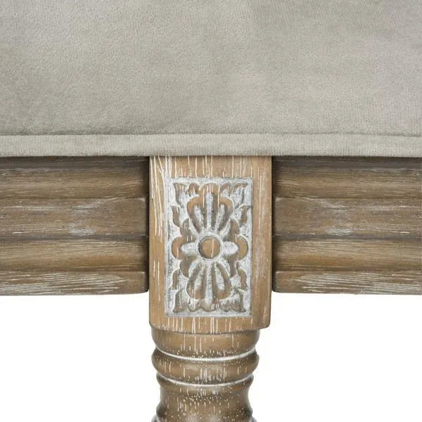 Rocha Grey Velvet Tufted French Brasserie Wood Bench - The Mayfair Hall