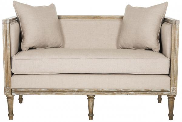 Taupe Linen French Country Settee - The Mayfair Hall