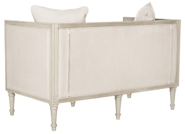 Leandra Beige Linen French Country Settee - The Mayfair Hall