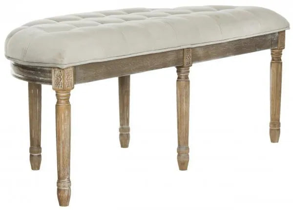 Abilene Grey Velvet Tufted Demilune Bench - The Mayfair Hall