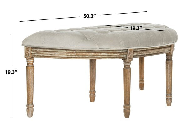 Abilene Grey Velvet Tufted Demilune Bench - The Mayfair Hall