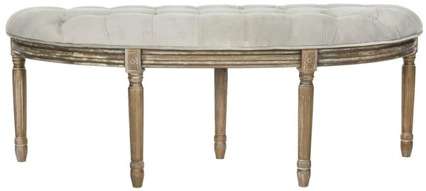 Abilene Grey Velvet Tufted Demilune Bench - The Mayfair Hall