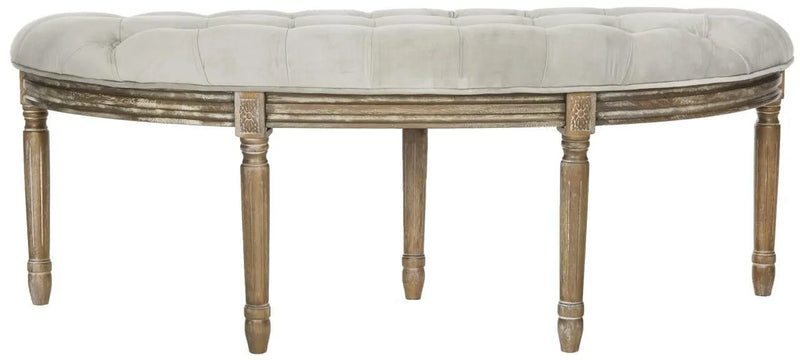 Abilene Grey Velvet Tufted Demilune Bench - The Mayfair Hall