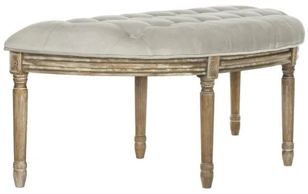 Abilene Grey Velvet Tufted Demilune Bench - The Mayfair Hall