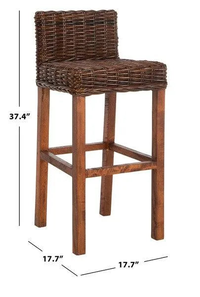 Cypress Brown Woven Rattan Bar Stool - The Mayfair Hall