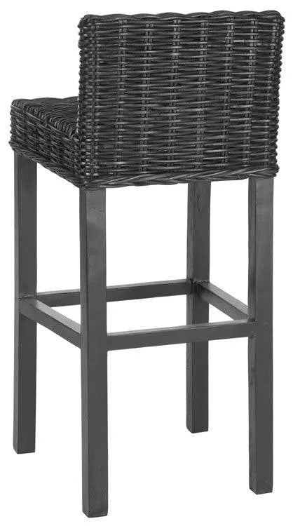 Cypress Island Black Rattan Bar Stool - The Mayfair Hall