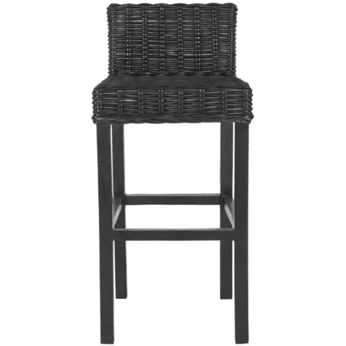 Cypress Island Black Rattan Bar Stool - The Mayfair Hall