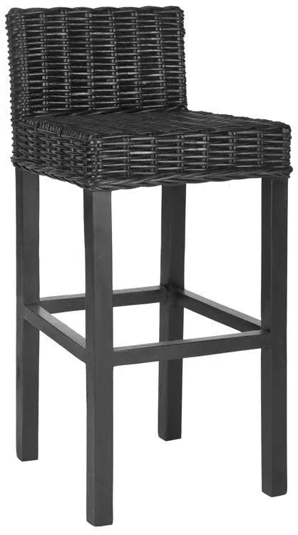 Cypress Island Black Rattan Bar Stool - The Mayfair Hall