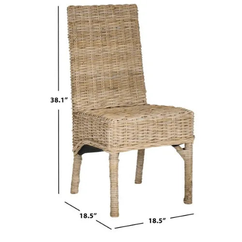 Beacon Natural Woven Rattan Side Chair (Set of 2) - The Mayfair Hall