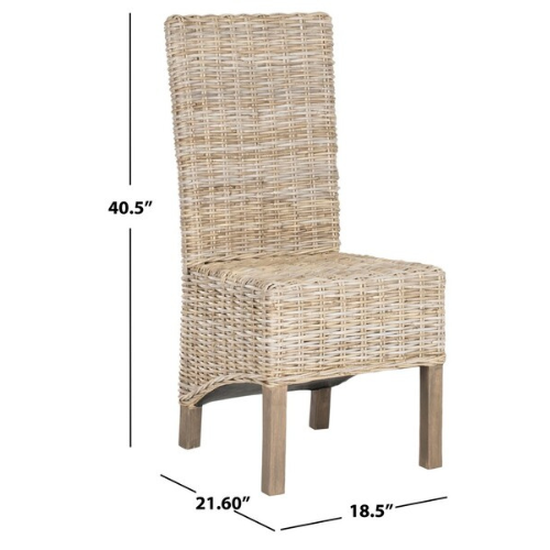 Pembrooke Antique Grey-Natural Rattan Side Chair (Set of 2) - The Mayfair Hall