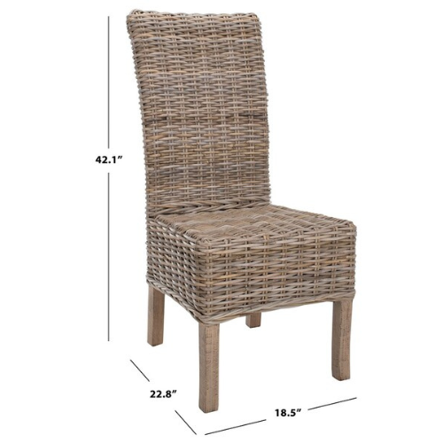 Natural Unfinished Rattan and Mango Wood Side Chair (Set of 2) - The Mayfair Hall