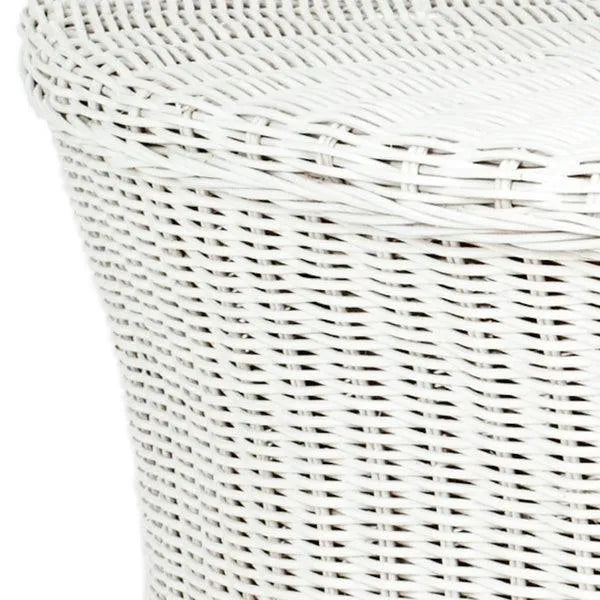 Ruxton White Woven Rattan Ottoman Coffee Table - The Mayfair Hall