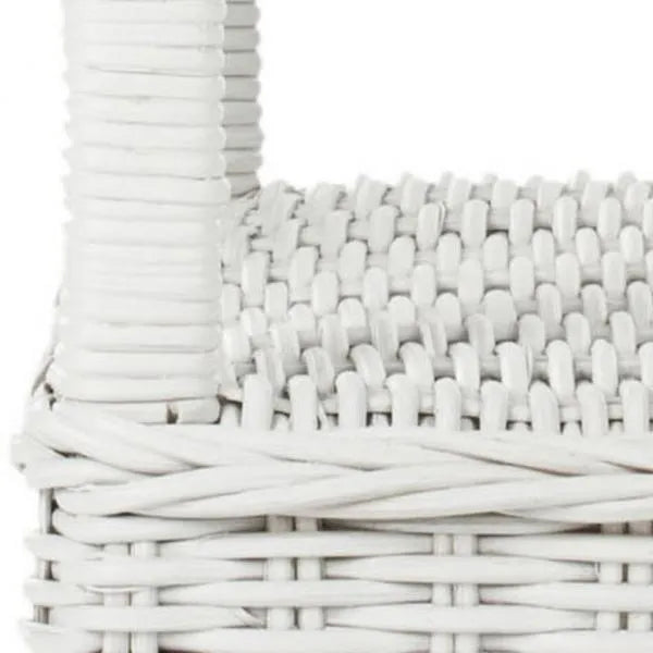 Bowen White Wicker Palm Beach Side Table - The Mayfair Hall