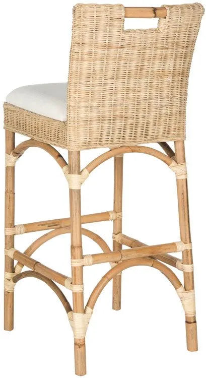 Fremont Natural Coastal Chic Rattan Bar Stool - The Mayfair Hall