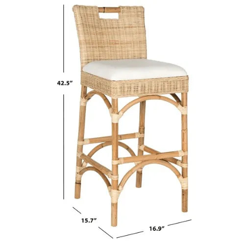 Fremont Natural Coastal Chic Rattan Bar Stool - The Mayfair Hall