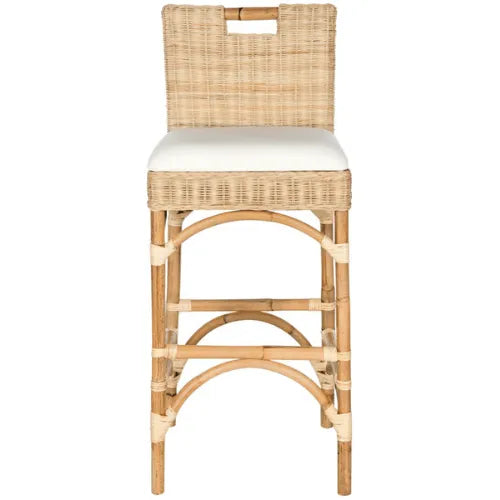 Fremont Natural Coastal Chic Rattan Bar Stool - The Mayfair Hall