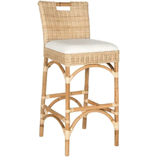 Fremont Natural Coastal Chic Rattan Bar Stool - The Mayfair Hall