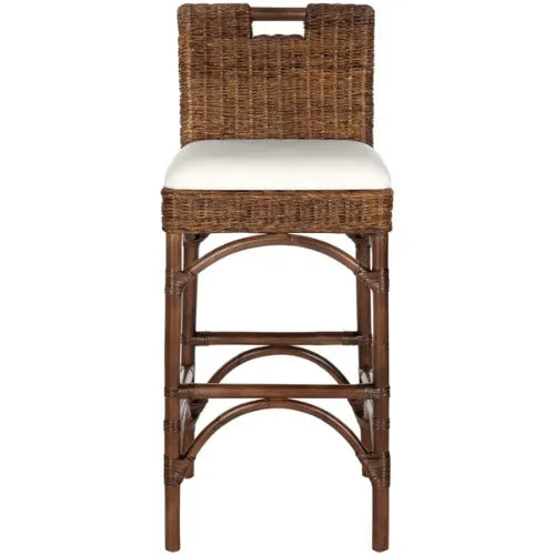 Fremont Brown Coastal Chic Rattan Bar Stool - The Mayfair Hall