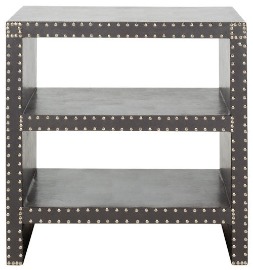 Lacey Grey Leather Side Table - The Mayfair Hall