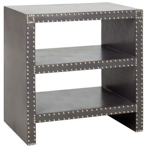 Lacey Grey Leather Side Table - The Mayfair Hall