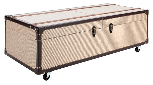 Beige Coffee Table Storage Trunk With Wine Rack - The Mayfair Hall