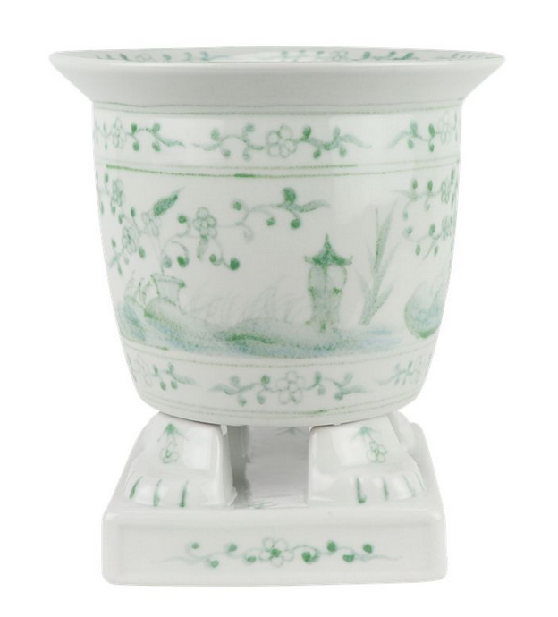 Footed Porcelain Planter (Green) - The Mayfair Hall