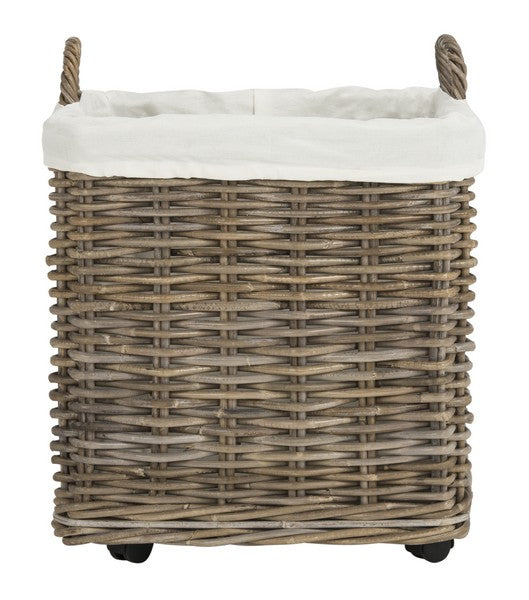 Natural Rattan Square Baskets With Wheels (Set Of 2) - The Mayfair Hall