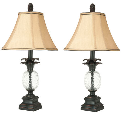 24-INCH H GLASS PINEAPPLE LAMP (SET OF 2) - The Mayfair Hall