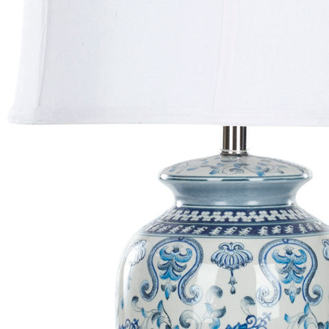 29-INCH H BLUE-WHITE JAR LAMP - The Mayfair Hall
