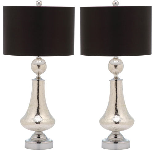 25.5-INCH H CRACKLE GLASS TABLE LAMP/BLACK SATIN SHADE (SET OF 2) - The Mayfair Hall