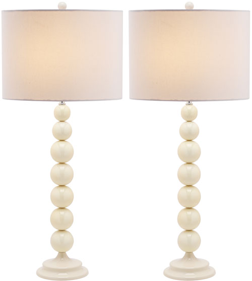 31.5-INCH H OFF-WHITE SHADE STACKED BALL LAMP (SET OF 2) - The Mayfair Hall
