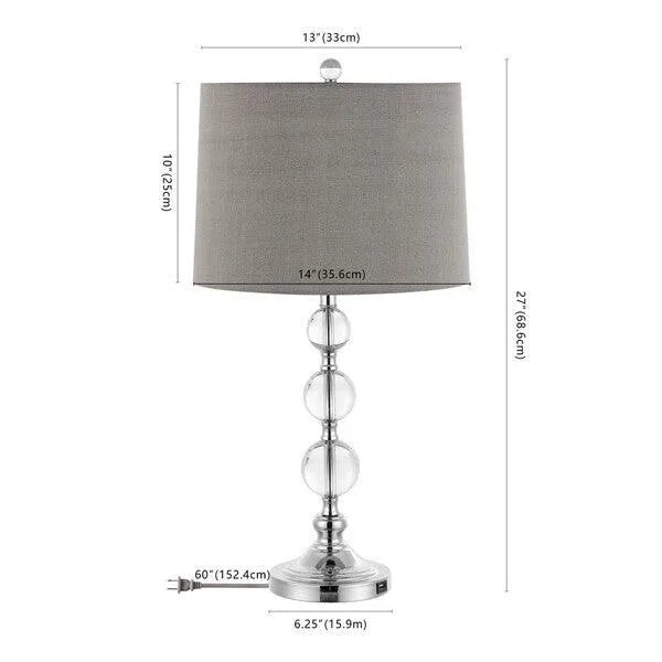 27-INCH H GREY DRUM SHADE CRYSTAL BALL LAMP/USB (SET OF 2) - The Mayfair Hall