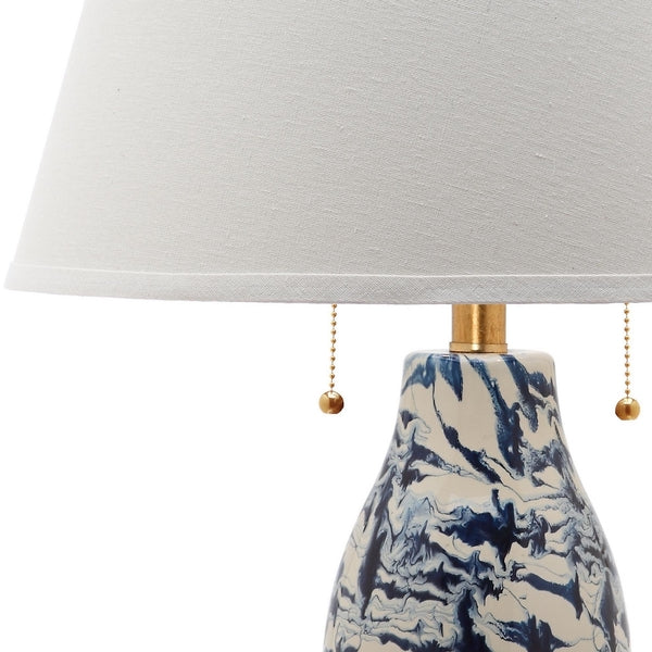 Color Swirls Navy/White Marbleized Table Lamp (Set of 2) - The Mayfair Hall