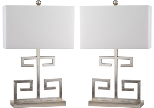 Greek Key Antique Silver Table Lamp (Set of 2) - The Mayfair Hall