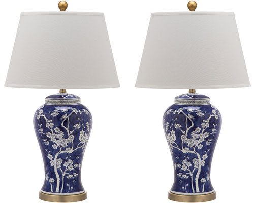 Spring Blossom Navy Table Lamp (Set of 2) - The Mayfair Hall