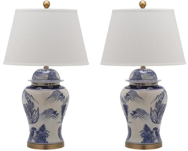 29.5 INCH H WHITE-BLUE GINGER JAR LAMP (SET OF 2) - The Mayfair Hall
