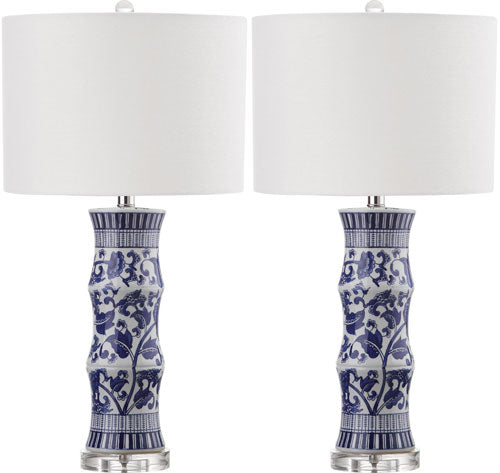 Sandy Blue-White Beaker Ceramic Table Lamp (Set of 2) - The Mayfair Hall