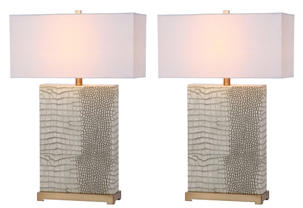 Joyce Off-White Faux Alligator Table Lamp (Set of 2) - The Mayfair Hall