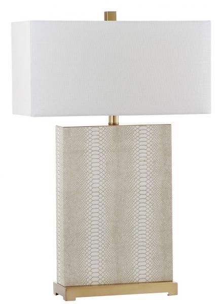 Joyce Off-White Faux Leather Table Lamp (Set of 2) - The Mayfair Hall