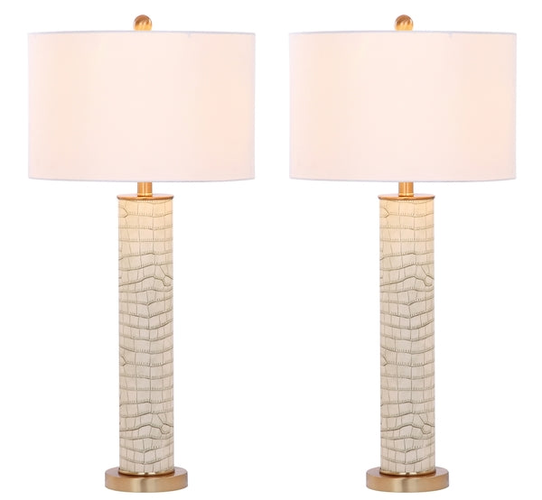 Ollie Off-White Faux Snakeskin Table Lamp (Set of 2) - The Mayfair Hall