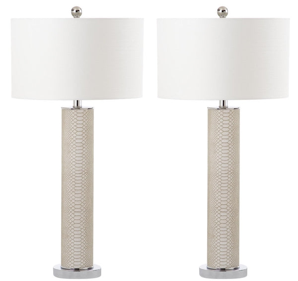 Ollie Off-White Faux Snakeskin Table Lamp (Set of 2) - The Mayfair Hall