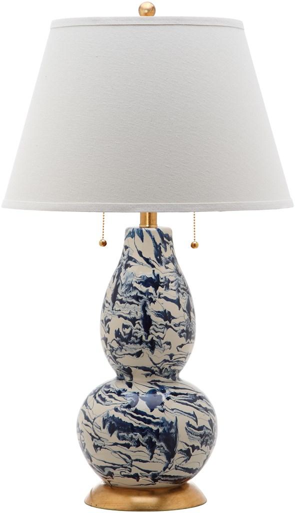 Color Swirls Navy-White Marbleized Table Lamp - The Mayfair Hall