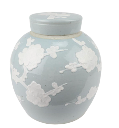 Flat Top Pastel Ginger Jar in Pale Blue - The Mayfair Hall