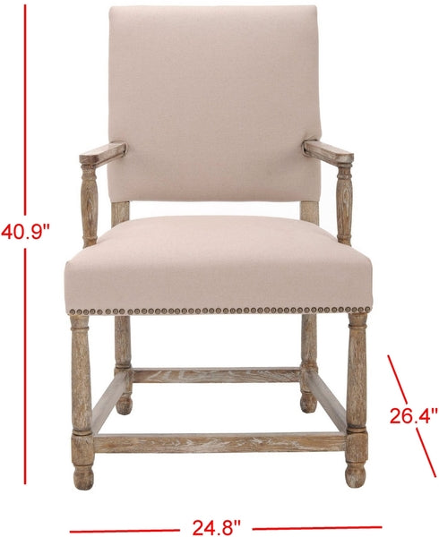 Taupe Arm Chair W/ Brass Nail Heads - The Mayfair Hall