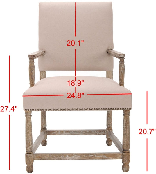 Taupe Arm Chair W/ Brass Nail Heads - The Mayfair Hall