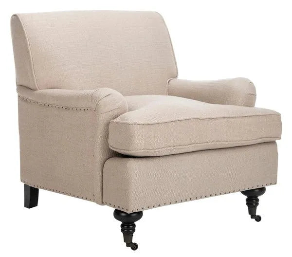 Chloe Antique Gold Linen Club Chair - The Mayfair Hall